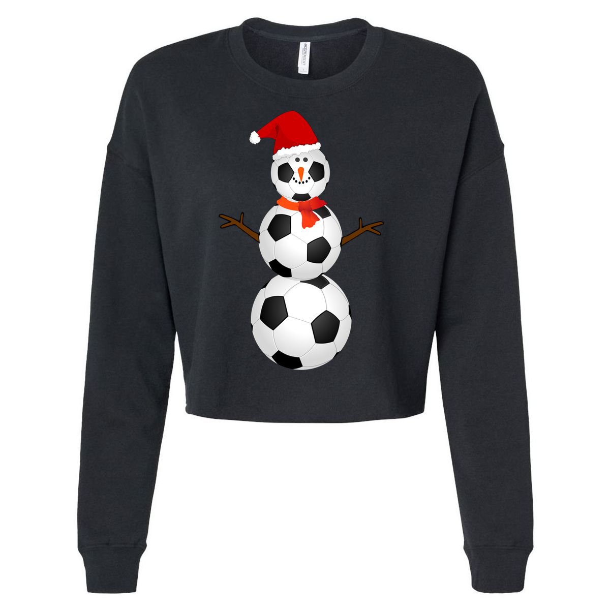 Funny Soccer Snow Christmas Xmas Soccer Lovers For Boys Funny Gift Cropped Pullover Crew