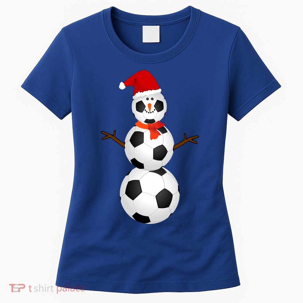 Funny Soccer Snow Christmas Xmas Soccer Lovers For Boys Funny Gift Womens T-Shirt