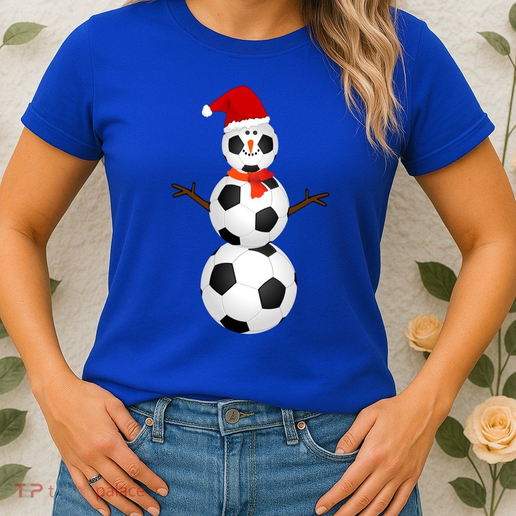 Funny Soccer Snow Christmas Xmas Soccer Lovers For Boys Funny Gift Womens T-Shirt