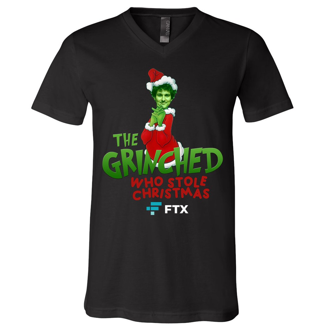 FTX SBF The Grinched Who Stole Christmas Funny Sam Bankman Fried V-Neck T-Shirt