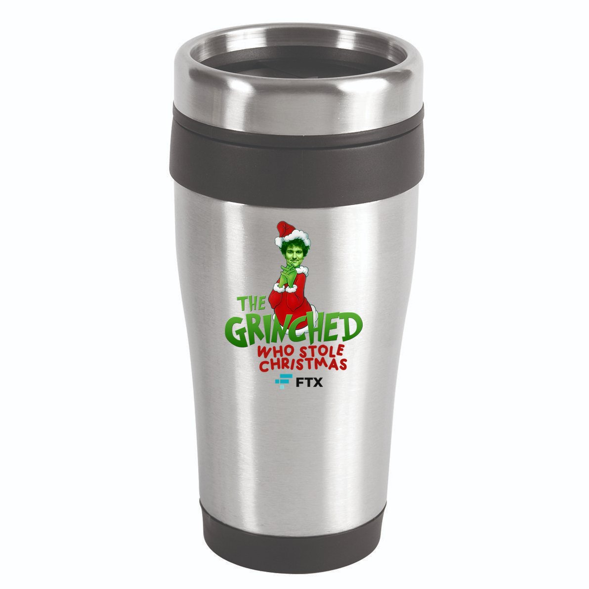 FTX SBF The Grinched Who Stole Christmas Funny Sam Bankman Fried 16oz Travel Tumbler