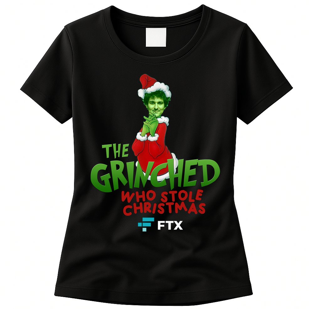 FTX SBF The Grinched Who Stole Christmas Funny Sam Bankman Fried Womens T-Shirt