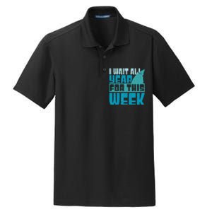 Funny Shark Tee I Wait All Year For This Week Shark Tee Dry Zone Grid Polo