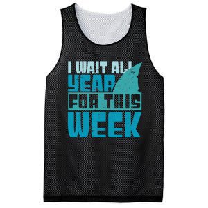 Funny Shark Tee I Wait All Year For This Week Shark Tee Mesh Reversible Basketball Jersey Tank