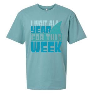 Funny Shark Tee I Wait All Year For This Week Shark Tee Sueded Cloud Jersey T-Shirt