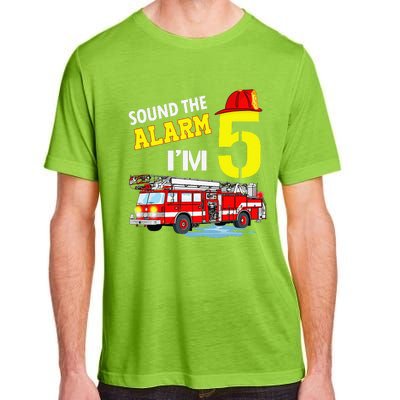 Funny Sound The Alarm I'm 5 Little Firefighter 5th Birthday Adult ChromaSoft Performance T-Shirt