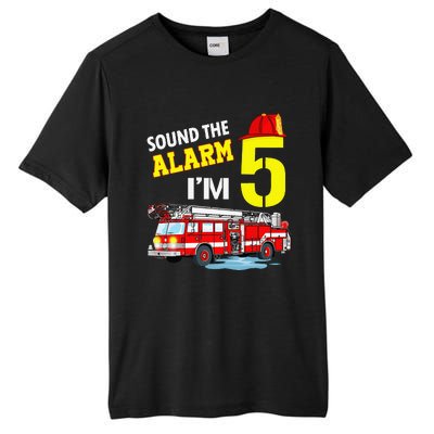 Funny Sound The Alarm I'm 5 Little Firefighter 5th Birthday Tall Fusion ChromaSoft Performance T-Shirt