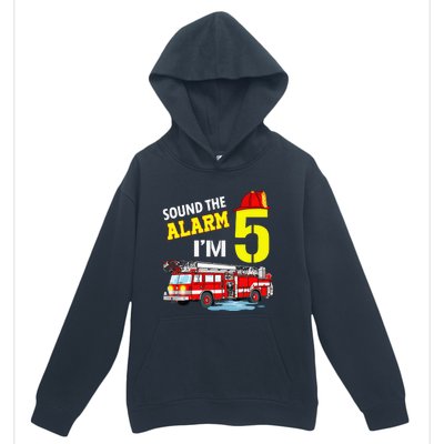 Funny Sound The Alarm I'm 5 Little Firefighter 5th Birthday Urban Pullover Hoodie