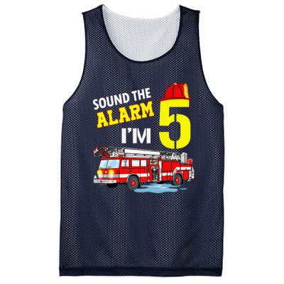 Funny Sound The Alarm I'm 5 Little Firefighter 5th Birthday Mesh Reversible Basketball Jersey Tank