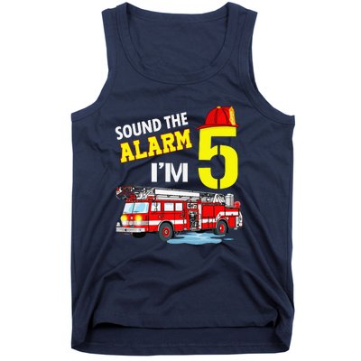 Funny Sound The Alarm I'm 5 Little Firefighter 5th Birthday Tank Top