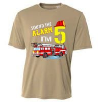 Funny Sound The Alarm I'm 5 Little Firefighter 5th Birthday Cooling Performance Crew T-Shirt