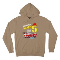 Funny Sound The Alarm I'm 5 Little Firefighter 5th Birthday Hoodie