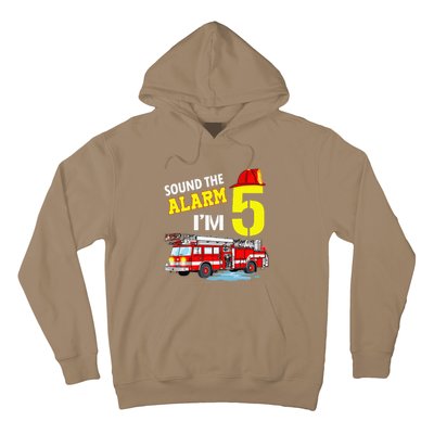 Funny Sound The Alarm I'm 5 Little Firefighter 5th Birthday Hoodie