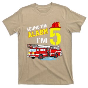 Funny Sound The Alarm I'm 5 Little Firefighter 5th Birthday T-Shirt