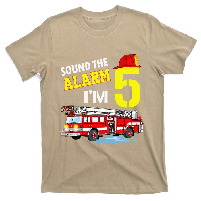 Funny Sound The Alarm I'm 5 Little Firefighter 5th Birthday T-Shirt