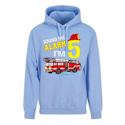 Funny Sound The Alarm I'm 5 Little Firefighter 5th Birthday Unisex Surf Hoodie