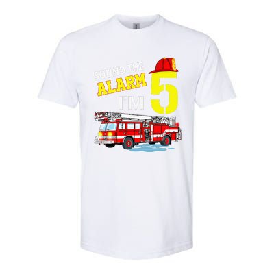 Funny Sound The Alarm I'm 5 Little Firefighter 5th Birthday Softstyle CVC T-Shirt