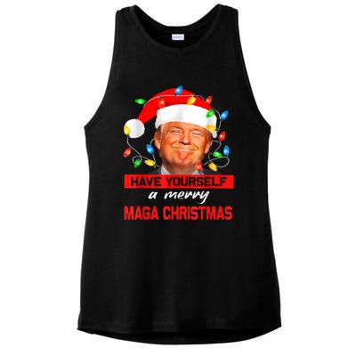 Funny Santa Trump Have Yourself A Merry Maga Christmas Xmas Ladies PosiCharge Tri-Blend Wicking Tank