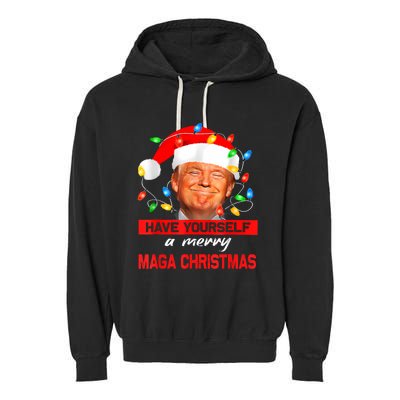 Funny Santa Trump Have Yourself A Merry Maga Christmas Xmas Garment-Dyed Fleece Hoodie