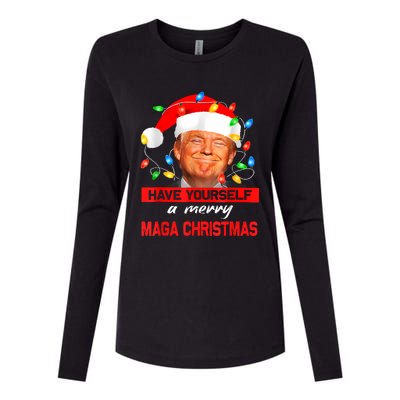 Funny Santa Trump Have Yourself A Merry Maga Christmas Xmas Womens Cotton Relaxed Long Sleeve T-Shirt