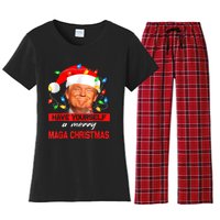 Funny Santa Trump Have Yourself A Merry Maga Christmas Xmas Women's Flannel Pajama Set