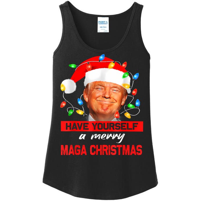 Funny Santa Trump Have Yourself A Merry Maga Christmas Xmas Ladies Essential Tank