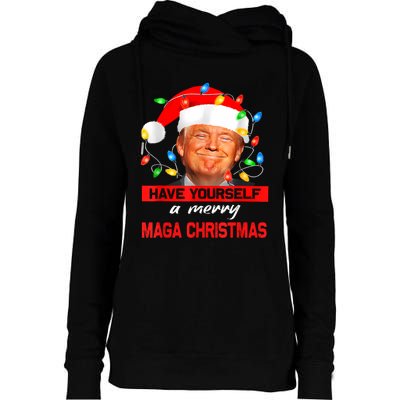 Funny Santa Trump Have Yourself A Merry Maga Christmas Xmas Womens Funnel Neck Pullover Hood