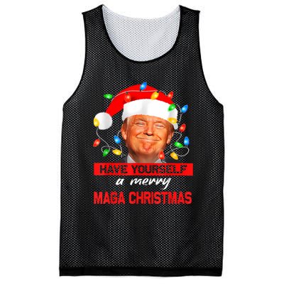 Funny Santa Trump Have Yourself A Merry Maga Christmas Xmas Mesh Reversible Basketball Jersey Tank