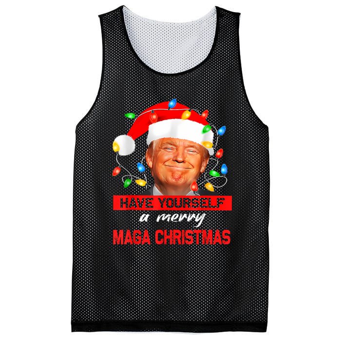 Funny Santa Trump Have Yourself A Merry Maga Christmas Xmas Mesh Reversible Basketball Jersey Tank