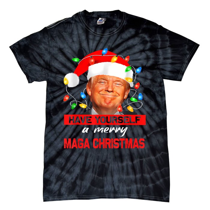 Funny Santa Trump Have Yourself A Merry Maga Christmas Xmas Tie-Dye T-Shirt