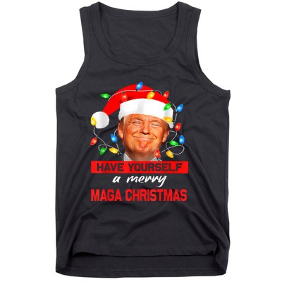 Funny Santa Trump Have Yourself A Merry Maga Christmas Xmas Tank Top