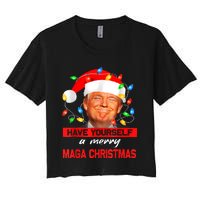 Funny Santa Trump Have Yourself A Merry Maga Christmas Xmas Women's Crop Top Tee