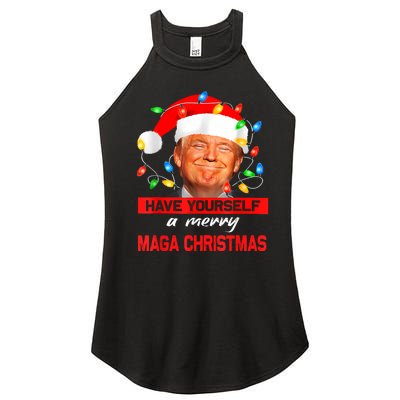 Funny Santa Trump Have Yourself A Merry Maga Christmas Xmas Women's Perfect Tri Rocker Tank