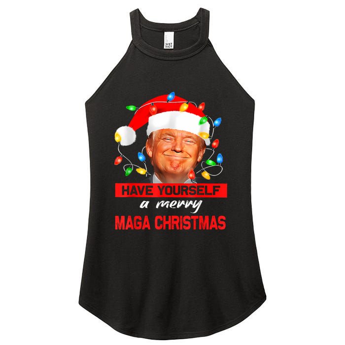 Funny Santa Trump Have Yourself A Merry Maga Christmas Xmas Women's Perfect Tri Rocker Tank