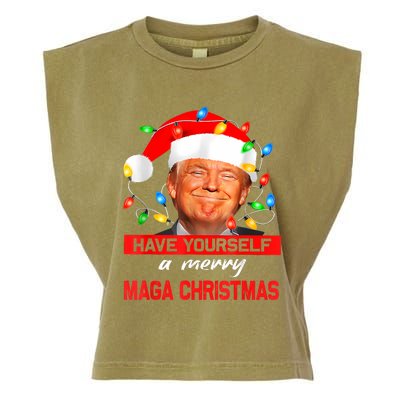 Funny Santa Trump Have Yourself A Merry Maga Christmas Xmas Garment-Dyed Women's Muscle Tee