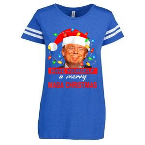 Funny Santa Trump Have Yourself A Merry Maga Christmas Xmas Enza Ladies Jersey Football T-Shirt