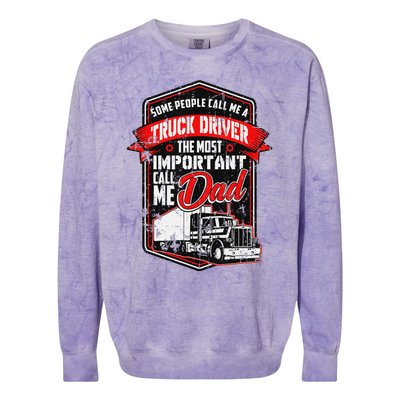 Funny Semi Truck Driver Gift For Truckers and Dads Colorblast Crewneck Sweatshirt