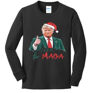 Funny Santa Trump President I Do It For Maga Christmas Xmas Kids Long Sleeve Shirt