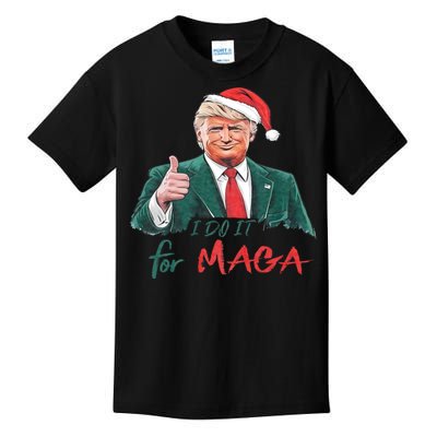 Funny Santa Trump President I Do It For Maga Christmas Xmas Kids T-Shirt