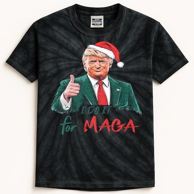 Funny Santa Trump President I Do It For Maga Christmas Xmas Kids Tie-Dye T-Shirt