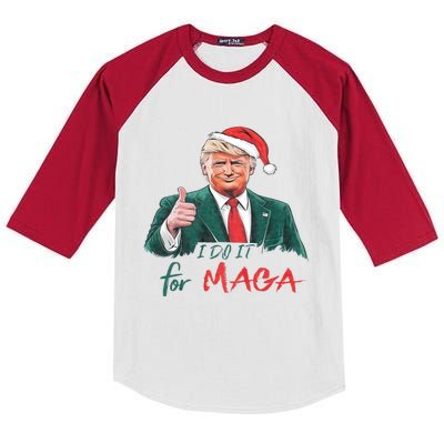 Funny Santa Trump President I Do It For Maga Christmas Xmas Kids Colorblock Raglan Jersey