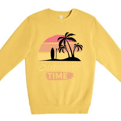 Fun Summer Time Happenings Sunshine Beaches Surfing Swimming Great Gift Premium Crewneck Sweatshirt