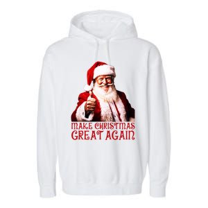 Funny Santa Trump Make Christmas Great Again Gift Garment-Dyed Fleece Hoodie