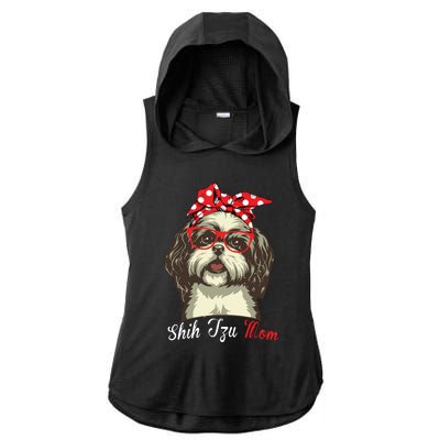 Funny Shih Tzu Mom For Shih Tzu Dog Lovers Premium Ladies PosiCharge Tri-Blend Wicking Draft Hoodie Tank