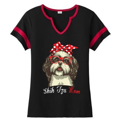 Funny Shih Tzu Mom For Shih Tzu Dog Lovers Premium Ladies Halftime Notch Neck Tee