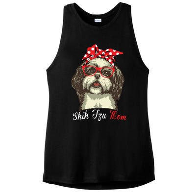 Funny Shih Tzu Mom For Shih Tzu Dog Lovers Premium Ladies PosiCharge Tri-Blend Wicking Tank