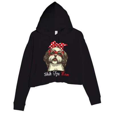 Funny Shih Tzu Mom For Shih Tzu Dog Lovers Premium Crop Fleece Hoodie