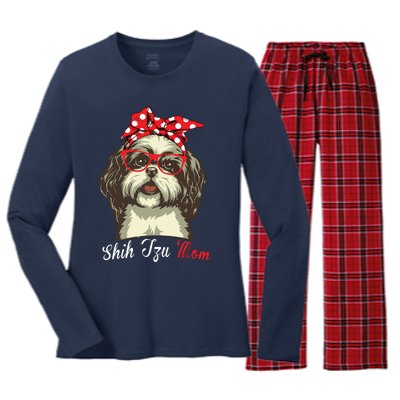 Funny Shih Tzu Mom For Shih Tzu Dog Lovers Premium Women's Long Sleeve Flannel Pajama Set 