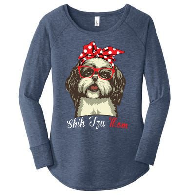 Funny Shih Tzu Mom For Shih Tzu Dog Lovers Premium Women's Perfect Tri Tunic Long Sleeve Shirt