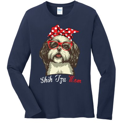 Funny Shih Tzu Mom For Shih Tzu Dog Lovers Premium Ladies Long Sleeve Shirt